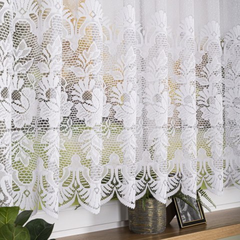 Firanka żakardowa ze wzorem pasowym, wysokość 150cm, kolor 001 biały 361270/000/001/000150/1