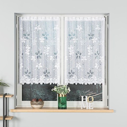 Firanka żakardowa ze wzorem po całości, wysokość 110cm, kolor 001 biały 049885/000/001/000110/1