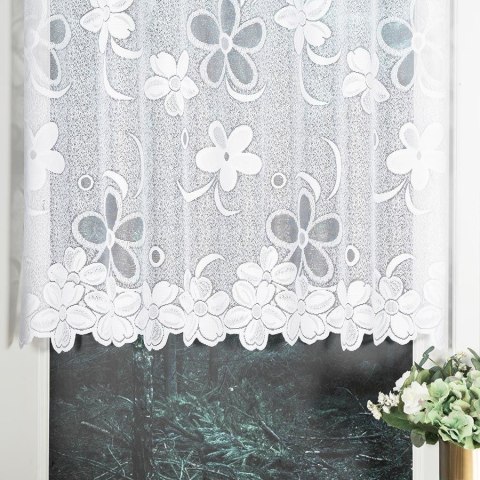 Firanka żakardowa ze wzorem po całości, wysokość 110cm, kolor 001 biały 049885/000/001/000110/1