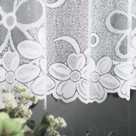 Firanka żakardowa ze wzorem po całości, wysokość 110cm, kolor 001 biały 049885/000/001/000110/1