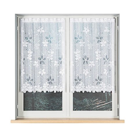 Firanka żakardowa ze wzorem po całości, wysokość 110cm, kolor 001 biały 049885/000/001/000110/1