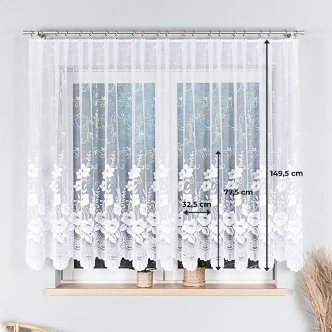 Firanka żakardowa na metry 018041 wysokość 150 cm kolor biały