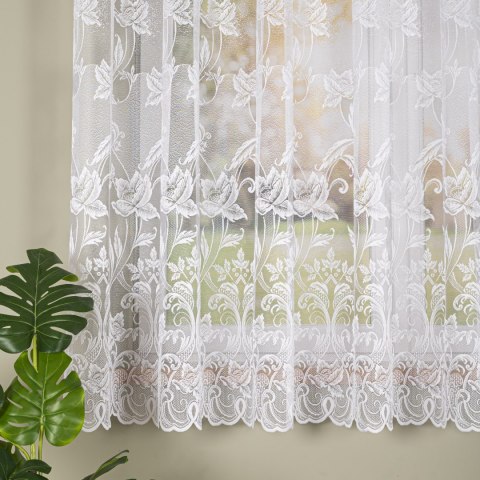 Firanka żakardowa ze wzorem po całości, wysokość 180cm, kolor 001 biały 049815/000/001/000180/1