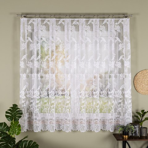 Firanka żakardowa ze wzorem po całości, wysokość 180cm, kolor 001 biały 049815/000/001/000180/1