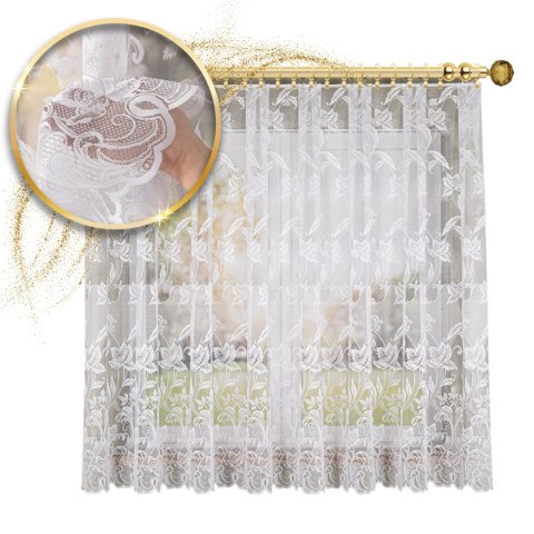 Firanka żakardowa ze wzorem po całości, wysokość 180cm, kolor 001 biały 049815/000/001/000180/1