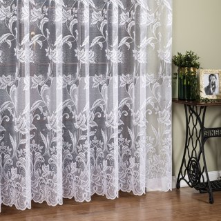 Firanka żakardowa ze wzorem po całości, wysokość 230cm, kolor 001 biały 049815/000/001/000230/1