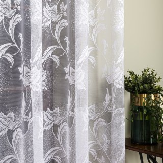 Firanka żakardowa ze wzorem po całości, wysokość 230cm, kolor 001 biały 049815/000/001/000230/1