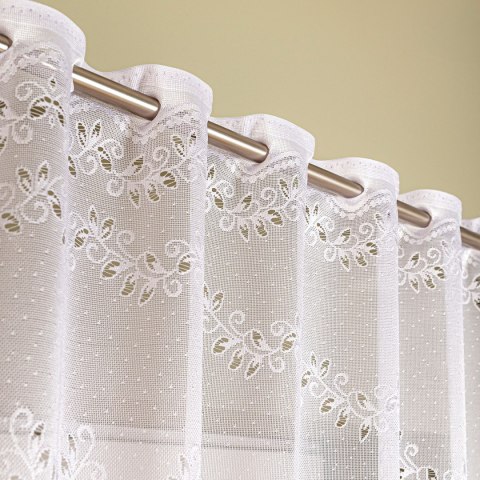 JAGODA Firanka żakardowa gotowa, szerokość 250 x wysokość 80cm, kolor 001 biały 018534/FBL/001/250080/1