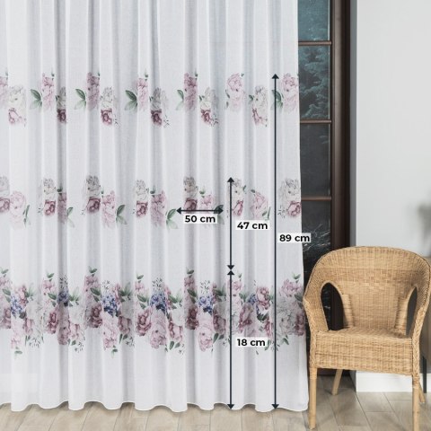 PEONI Firanka z ołowianką DOLLI, wysokość 295cm, kolor 001 różowy F00006/OLO/001/000290/1