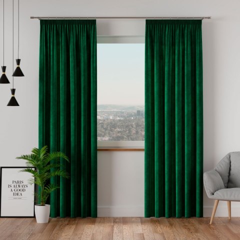 VELVI Zasłona gotowa na taśmie, szerokość 140 x wysokość 160cm, kolor 010 ciemny zielony; butelkowy VELVI0/ZGT/010/140160/1