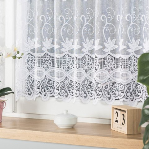 Zazdrostka żakardowa ze wzorem pasowym, wysokość 110cm, kolor 001 biały 018960/000/001/000110/1