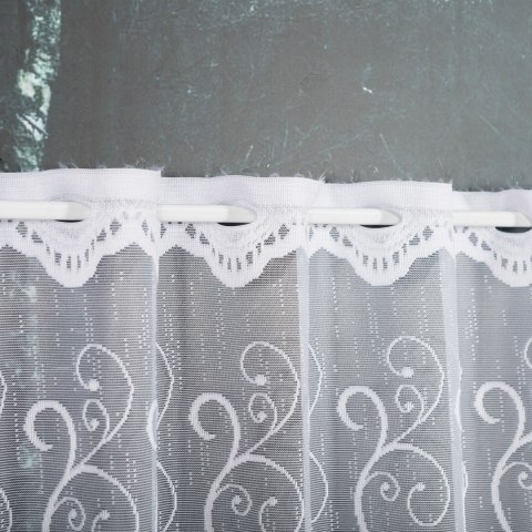 Zazdrostka żakardowa ze wzorem pasowym, wysokość 110cm, kolor 001 biały 018960/000/001/000110/1