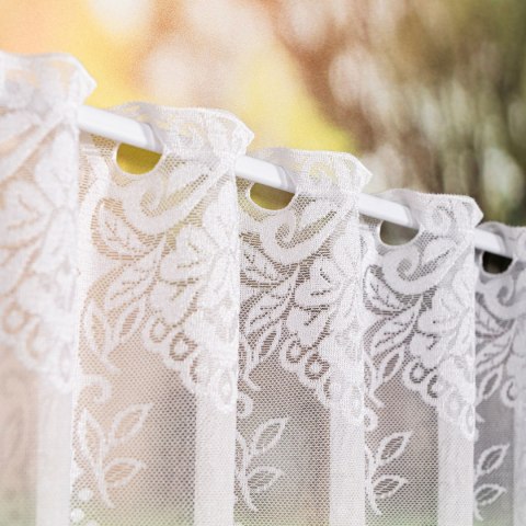 Zazdrostka żakardowa ze wzorem po całości, wysokość 80cm, kolor 001 biały 362770/000/001/000080/1