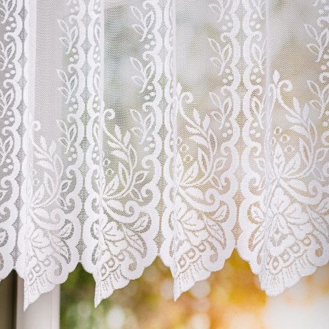 Zazdrostka żakardowa ze wzorem po całości, wysokość 80cm, kolor 001 biały 362770/000/001/000080/1