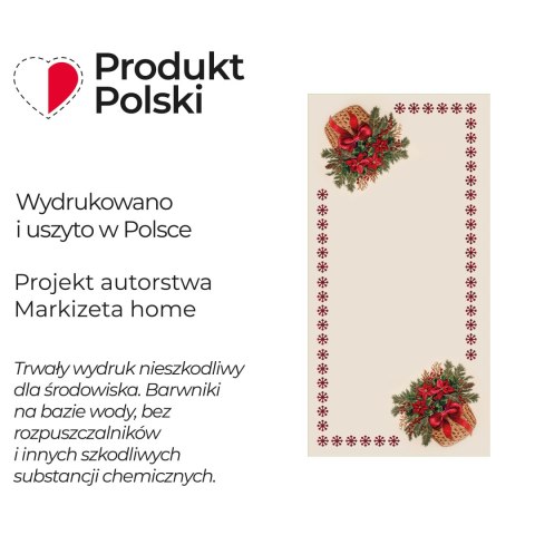 BUKIET W KOSZYKU Z EFEKTEM WYSZYWANIA Bieżnik NINA WODOODPORNA, 50x100cm, kolor 004 beżowy PBN365/KSP/C04/050100/1