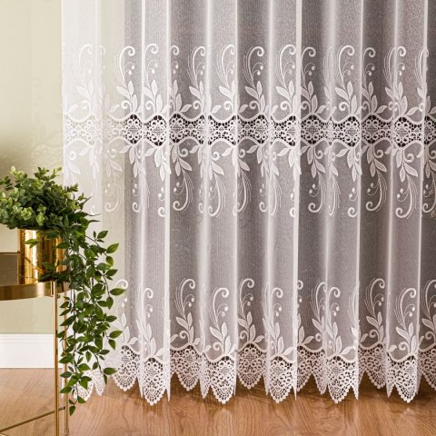 Firanka z aplikacją na markizecie 122467 wysokość 250 cm kolor biały
