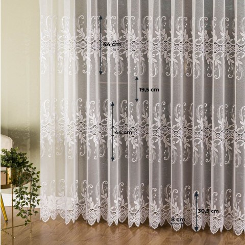 Firanka z aplikacją na markizecie 122467 wysokość 250 cm kolor biały