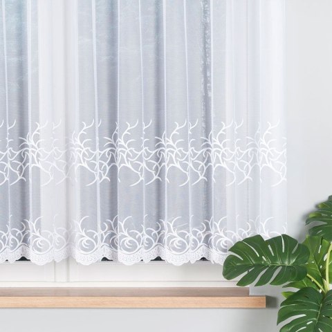 Firanka żakardowa ze wzorem pasowym, wysokość 150cm, kolor 001 biały 023297/000/001/000150/1