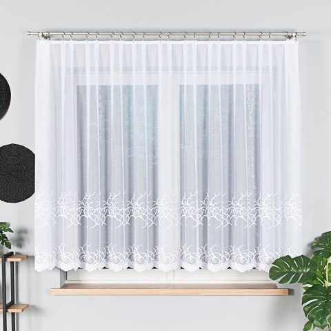 Firanka żakardowa ze wzorem pasowym, wysokość 150cm, kolor 001 biały 023297/000/001/000150/1