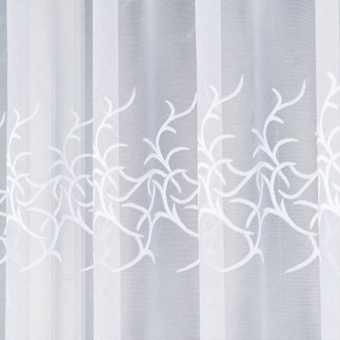 Firanka żakardowa ze wzorem pasowym, wysokość 150cm, kolor 001 biały 023297/000/001/000150/1