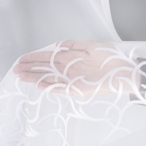 Firanka żakardowa ze wzorem pasowym, wysokość 150cm, kolor 001 biały 023297/000/001/000150/1