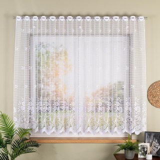 Firanka żakardowa ze wzorem pasowym, wysokość 160cm, kolor 001 biały 044330/000/001/000160/1