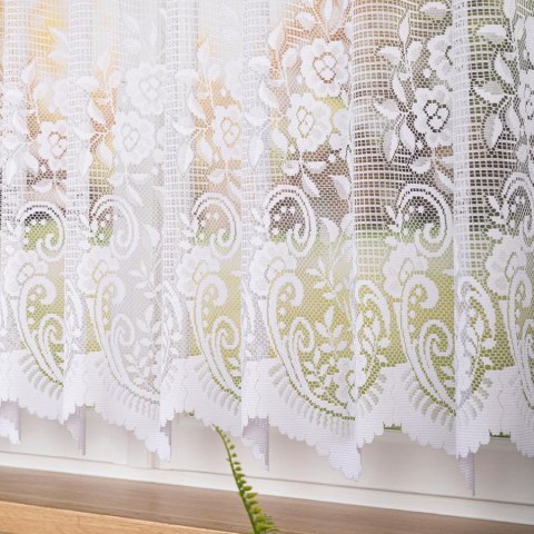 Firanka żakardowa ze wzorem pasowym, wysokość 160cm, kolor 001 biały 044330/000/001/000160/1