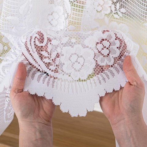 Firanka żakardowa ze wzorem pasowym, wysokość 160cm, kolor 001 biały 044330/000/001/000160/1