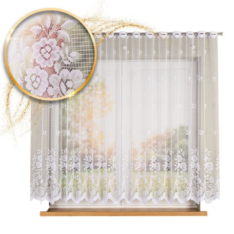 Firanka żakardowa ze wzorem pasowym, wysokość 160cm, kolor 001 biały 044330/000/001/000160/1