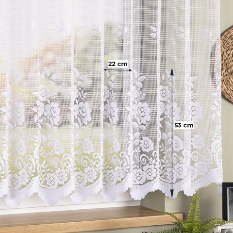 Firanka żakardowa ze wzorem pasowym, wysokość 160cm, kolor 001 biały 044330/000/001/000160/1