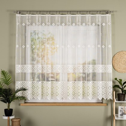 Firanka żakardowa na metry 011450 wysokość 155 cm kolor kremowy