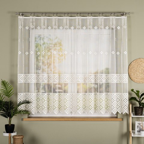 Firanka żakardowa na metry 011450 wysokość 155 cm kolor kremowy