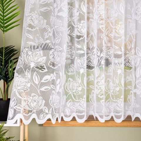 Firanka żakardowa ze wzorem po całości, wysokość 160cm, kolor 001 biały 037800/000/001/000160/1