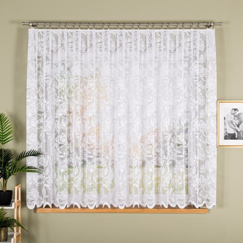 Firanka żakardowa ze wzorem po całości, wysokość 160cm, kolor 001 biały 037800/000/001/000160/1