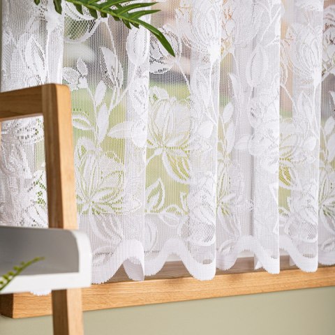 Firanka żakardowa ze wzorem po całości, wysokość 160cm, kolor 001 biały 037800/000/001/000160/1