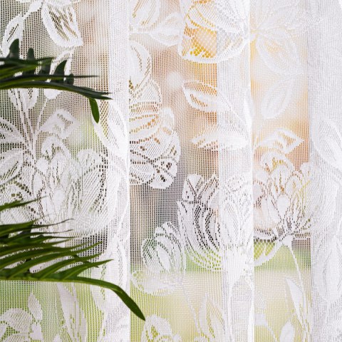 Firanka żakardowa ze wzorem po całości, wysokość 160cm, kolor 001 biały 037800/000/001/000160/1