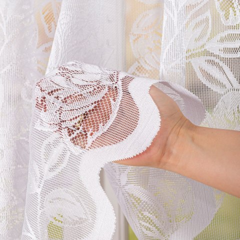 Firanka żakardowa ze wzorem po całości, wysokość 160cm, kolor 001 biały 037800/000/001/000160/1