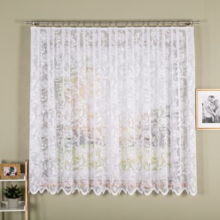 Firanka żakardowa ze wzorem po całości, wysokość 170cm, kolor 001 biały 037800/000/001/000170/1