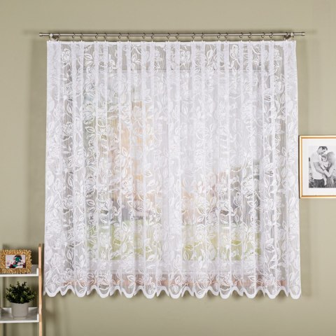 Firanka żakardowa ze wzorem po całości, wysokość 170cm, kolor 001 biały 037800/000/001/000170/1