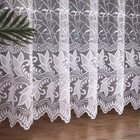 Firanka żakardowa ze wzorem po całości, wysokość 230cm, kolor 001 biały 049348/000/001/000230/1