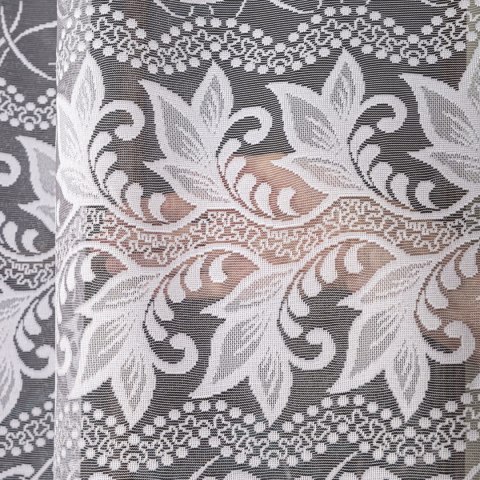 Firanka żakardowa ze wzorem po całości, wysokość 230cm, kolor 001 biały 049348/000/001/000230/1