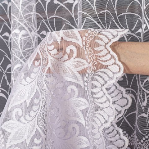 Firanka żakardowa ze wzorem po całości, wysokość 230cm, kolor 001 biały 049348/000/001/000230/1