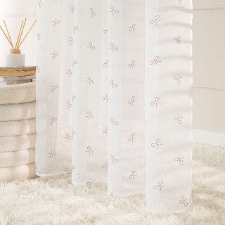 RIBBON Firana gotowa na woalu w diamentowe kokardki, na srebrnych przelotkach, z ołowianką, szerokość 140 x wysokość 250cm, kolo
