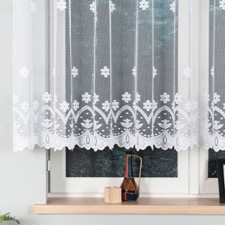 Firanka żakardowa ze wzorem pasowym, wysokość 130cm, kolor 001 biały 004421/000/001/000130/1