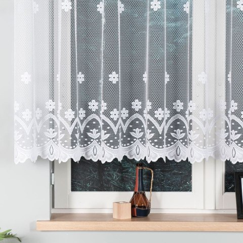 Firanka żakardowa ze wzorem pasowym, wysokość 130cm, kolor 001 biały 004421/000/001/000130/1