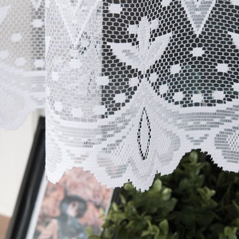 Firanka żakardowa ze wzorem pasowym, wysokość 130cm, kolor 001 biały 004421/000/001/000130/1