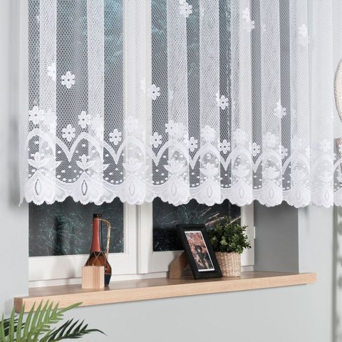 Firanka żakardowa ze wzorem pasowym, wysokość 130cm, kolor 001 biały 004421/000/001/000130/1