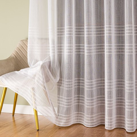 Firanka fantazyjna z ołowianką ze wzorem na samym dole ze złotą błyszczącą nitką, wysokość 300cm, kolor 004 biały 001856/OLO/004