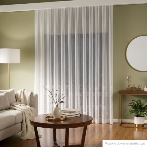 Firanka fantazyjna z ołowianką ze wzorem na samym dole ze złotą błyszczącą nitką, wysokość 300cm, kolor 004 biały 001856/OLO/004