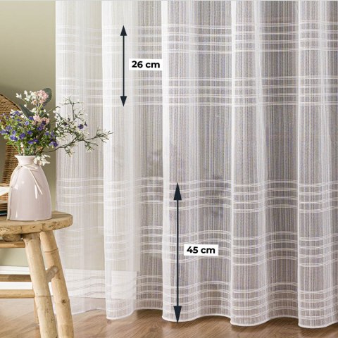 Firanka fantazyjna z ołowianką ze wzorem na samym dole ze złotą błyszczącą nitką, wysokość 300cm, kolor 004 biały 001856/OLO/004